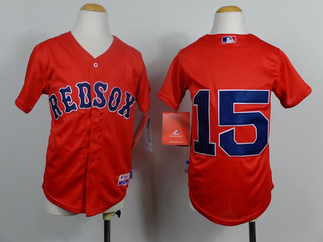 Youth Boston Red Sox 15 Pedroia Red MLB Jerseys